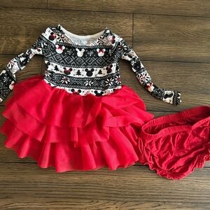 Little Sleepies  Ruffle Dress with Bloomer - Mickey Mouse pattern